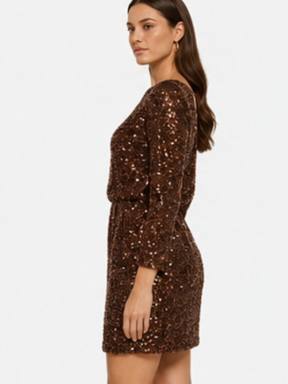 Aidan Mattox Adrianna Boat-Neck Mini Dress Timber NWT Size 2 Cocktail Party - Picture 4 of 4